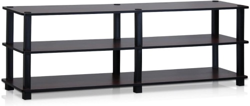 Furinno No Tools 3 Tier Entertainment TV Stand, Dark Cherry/Black - Appears New - Lot 745