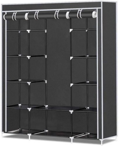 Herron Portable Clothes Closet Strong and Durable Wardrobe Closet Storage Organizer (Black). 59"L x 17 3/4"W x 68 7/8"H. NEW - Lot 768
