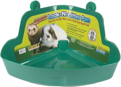 Ware Manufacturing Plastic Jumbo Lock-N-Litter Pan for Small Pets, Small Bag of Litter Included, Securely Attach to Cage, Slide Out for Easy Cleaning, Locks to Prevent Messy Spills - NEW - Lot 773