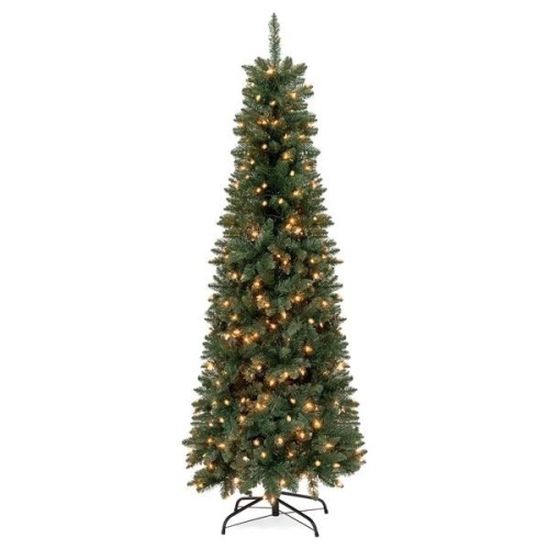 Pre-Lit 7.5 ft. Hinged Fir Artificial Pencil Christmas Tree w/ Stand. Appears New - Lot 777