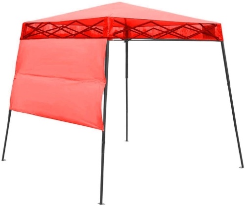 CROWN SHADES 8ft. x 8ft. Slant Leg Instant Canopy with Wall Panel and Backpack, Red. NEW - Lot 3019