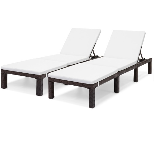 Set of 2 Wicker Adjustable Chaise Loungers w/ Cushions. Appear New - Lot 20