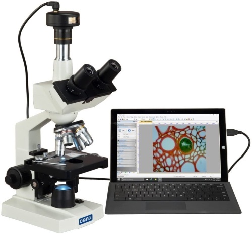OMAX 40X-2000X Digital Lab Trinocular Compound LED Microscope with 5MP Digital Camera. Appears New - Lot 35