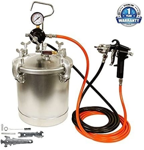 TCP Global Pressure Tank Paint Spray Gun with 1.5 Mm Nozzle 2-1/2 Gal. Pressure Pot & Spray Gun with Hoses. NEW - Lot 38