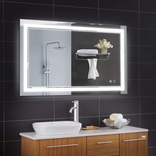 Keonjinn 40 x 24 Inch Bathroom LED Vanity Mirror Anti-Fog Dimmable Large Wall Makeup Mirror with Light (Horizontal/Vertiacl). NEW - Lot 39