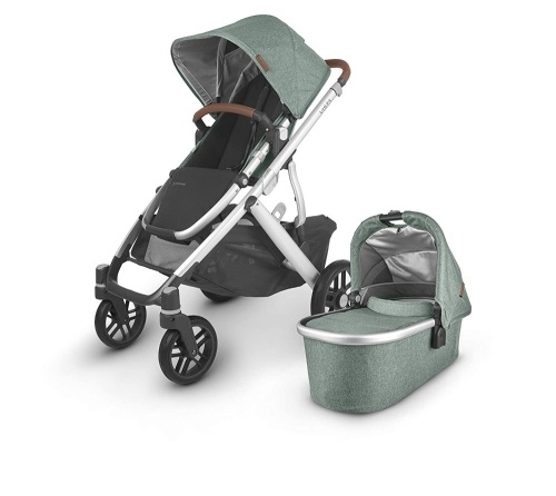 UPPAbaby VISTA V2 Stroller - EMMETT (green melange/silver/saddle leather). NEW. $969 Retail Value - Lot 45