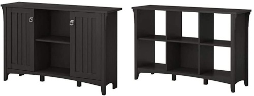 Bush Furniture Salinas Accent Storage Cabinet with Doors in Vintage Black & Salinas 6 Cube Organizer in Vintage Black. Appear New - Lot 52