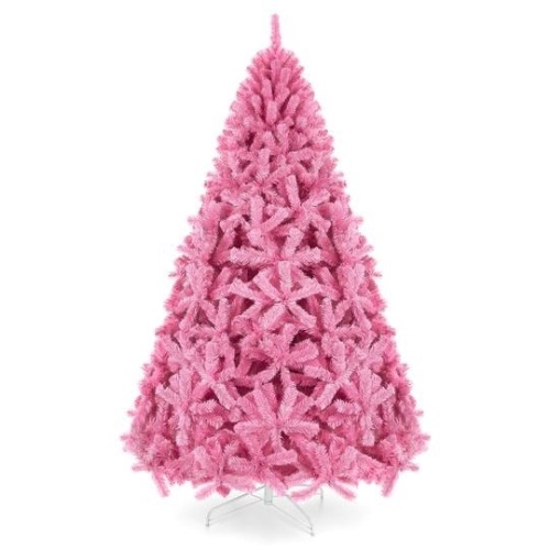 Pink 7.5 ft. Artificial Fir Christmas Tree w/ Foldable Stand. Appears New - Lot 90