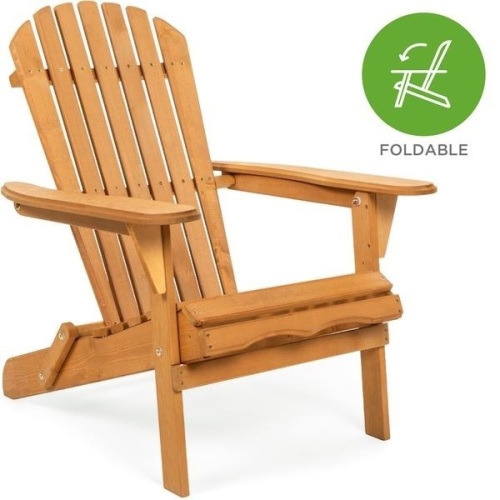 Folding Wood Adirondack Chair Accent Furniture w/ Natural Finish. Appears New - Lot 140