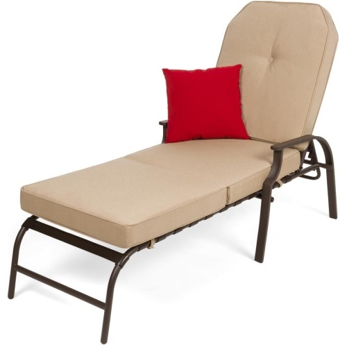 Outdoor Chaise Lounge Recliner Chair Furniture w/ 2 Cushions. Appears New - Lot 153
