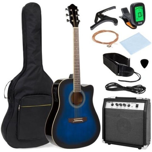 41in Full Size Acoustic Electric Cutaway Guitar Set w/ 10-Watt Amp, Case. NEW - Lot 156