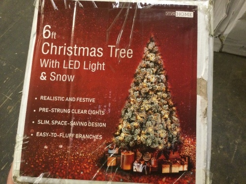 Vivo Home 6 ft. Christmas Tree with LED Lights & Snow. NEW - Lot 161