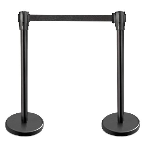 New Star Foodservice 54590 Stanchions, 36-Inch Height, 6.5-Foot Retractable Belt, Set of 2, Black. Appear New - Lot 173