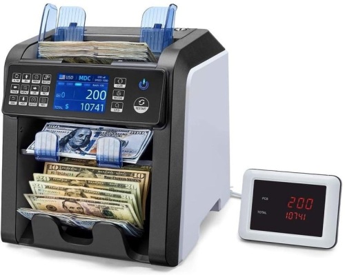 MUNBYN 2-Pocket Bill Counter and Sorter, $1260 Retail Value! - Appears New, Untested  - Lot 74