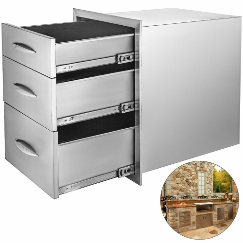 VEVOR 17.7"W x 20.5"H Triple Drawer Outdoor Kitchen BBQ Island Stainless Steel - Appears New  - Lot 102