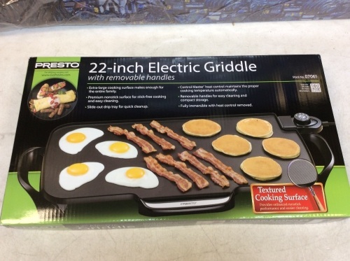 Presto 22-inch Electric Griddle With Removable Handles, Black - New  - Lot 251