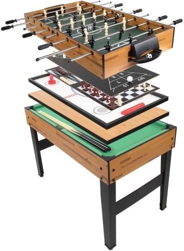 PEXMOR 10 in 1 Multifunctional Game Table with Foosball, Billiards, Hockey, Shuffleboard, Bowling and More, 48 Inch - Appears New   - Lot 259