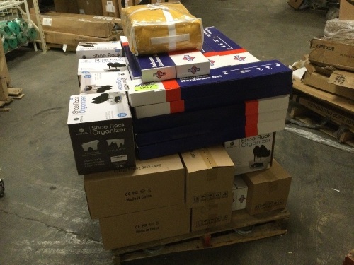 Pallet of New Items. Lamps, Bathroom Hardware Kits, and Shoe Rack Organizers. - Lot 267
