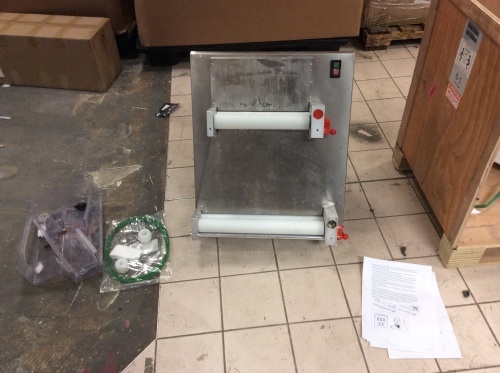 Vevor Electric Dough Sheeter Stainless Steel Pizza Dough Roller - Powers On Not Tested Further, Plastic Guard is Broken - Lot 320