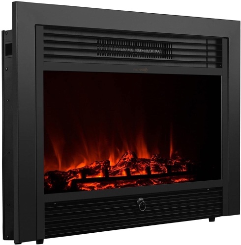 XtremepowerUS 28.5" Embedded Fireplace Electric Insert Heater Glass View Log Flame Stove Adjustable 1500W Remote, Black - Appears New   - Lot 347