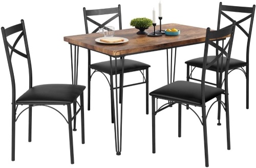 VECELO 5-Piece Dining Table Set, Black - Appears New   - Lot 380