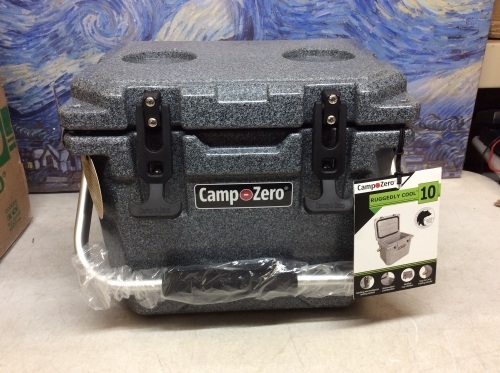 CAMP-ZERO 10.6 Quart Premium Cooler with 2 Molded-in Cup Holders, Black Granite - Appears New   - Lot 395