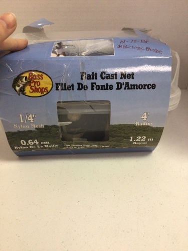 Bass Pro Shops Bait Cast Net - 4' Radius - Nylon - 1/4" Mesh, Appears New - Lot 409
