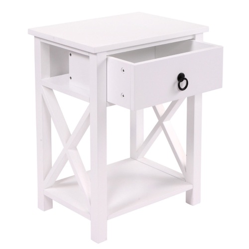 Lot of (2) White End Tables with 1 Drawer and Storage Shelf - E-Comm Returns, Appear New  - Lot 531
