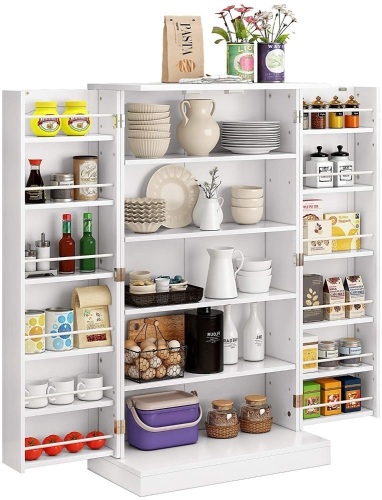 Function Home 41" Farmhouse Pantry Storage Cabinet with Doors and Adjustable Shelves in White - E-Comm Return, Appears New   - Lot 535