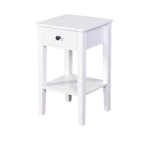 White End Table with Drawer and Storage Shelf - Appears New   - Lot 572