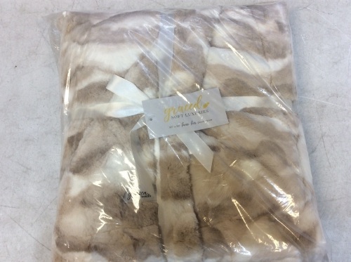 Graced Soft Luxuries Faux Fur Plush Throw, 50" x 60", Marbled Ivory - Appears New  - Lot 600