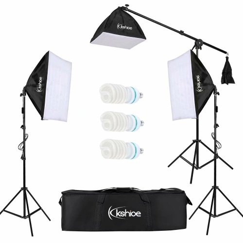 Kshioe Photography Studio 3 24" x 24" Softbox Lights with Stands and Convenient Carry Bag - E-Comm Return, Appears New   - Lot 649