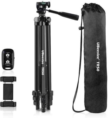 UBeesize 51" Adjustable Travel Video Tripod Stand with Cell Phone Mount Holder & Smartphone Wireless Remote - Appears New   - Lot 754