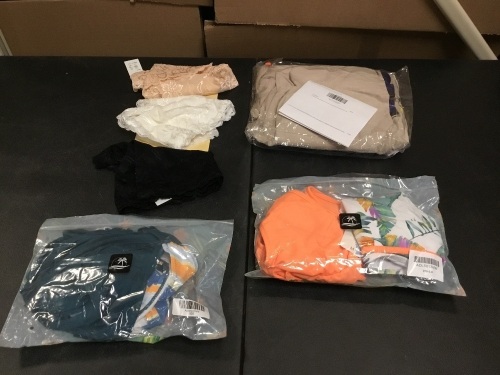 Lot of Womens Clothing Including WUAI Plus Size Jumpsuit, Lace Stretchy Bandeau Tops, & Two Swimsuits - E-Comm Returns, Appear New  - Lot 777