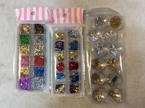 Case of Approx (100) Warmfits Foil Flakes Holographic Nail Glitter Sets - New  - Lot 819