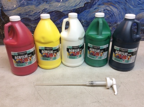 Lot of (5) Sargent Art Acrylic Paint Jugs, 64 oz - New - Lot 872