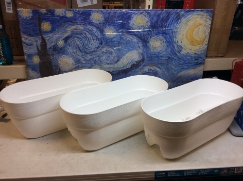 Lot of (3) Patio Railing Flower Pots, White, 24" x 12" - Appear New    - Lot 882