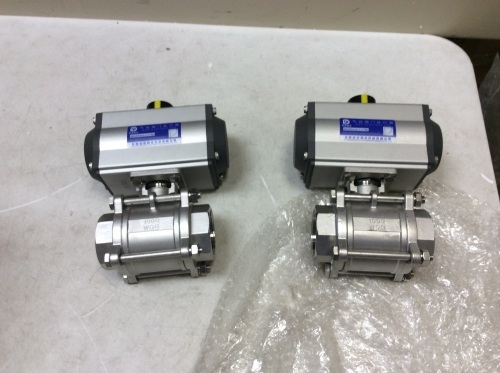  Lot of (2) 2" Pneumatic Ball Valve Double Acting Air Actuated Actuator Ball Valve  1000 Psi - Appear New    - Lot 1007