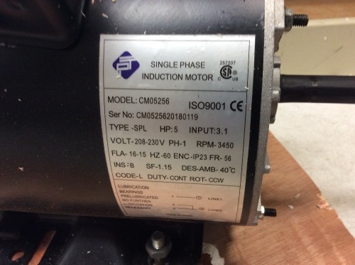 Single Phase Induction Motor CM00256 - Appears New  - Lot 1073