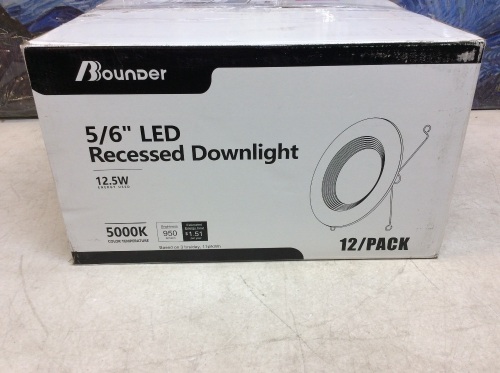 Bbounder Lighting 12 Pack 5/6" LED Recessed Downlight, Dimmable, 12.5W=100W, 5000K Daylight, 950 LM, Damp Rated, Simple Retrofit Installation - Appears New   - Lot 1106