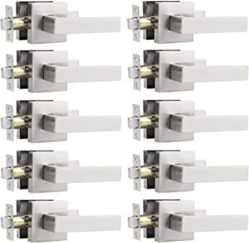 Probrico 10 Pack Satin Nickel Door Levers for Hall and Closet,Passage Function Contractor Pack