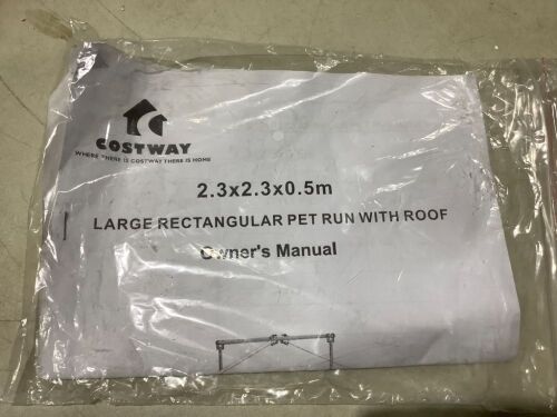 2.3x2.3x0.5m Large Rectangular Pet Run Roof