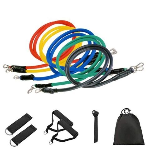 Lot of (60) Home Gym Exercise Resistance Band Stackable 5 Pieces Set w/ Handles Door Anchor Ankle Straps & Carrying Case
