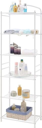  Metal Bathroom Shelf,6-Tier Tower Rack