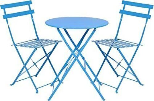 3-Piece Portable Folding Metal Bistro Set w/Table and 2 Chairs - Lot 1034