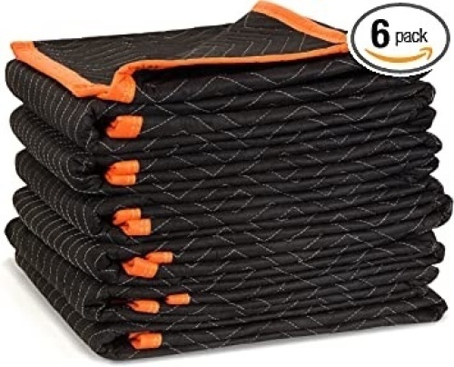 72-Inch by 40-Inch Heavy Duty Padded Moving Blankets, 6-Pack