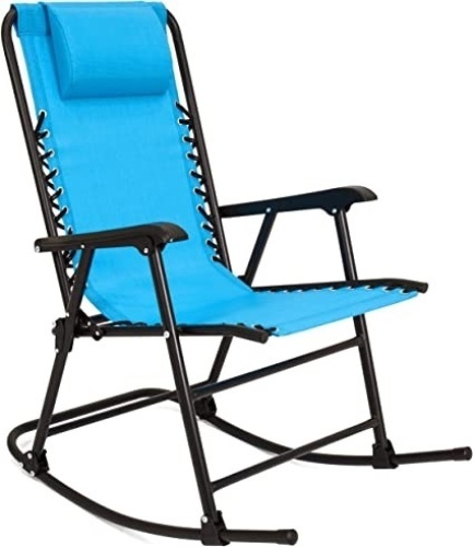 Foldable Zero Gravity Rocking Mesh Patio Lounge Chair w/Headrest Pillow - Lot 965
