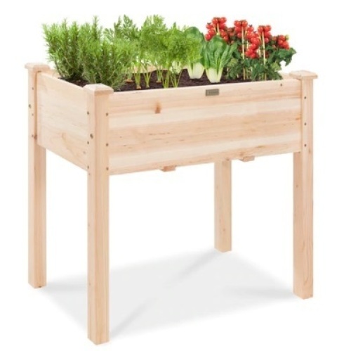 Raised Garden Bed, Elevated Wood Garden Planter Stand, 34 x 18 x 30in 