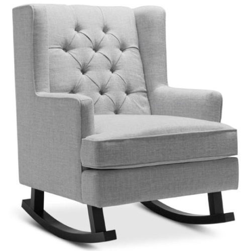 Tufted Upholstered Wingback Rocking Chair 
