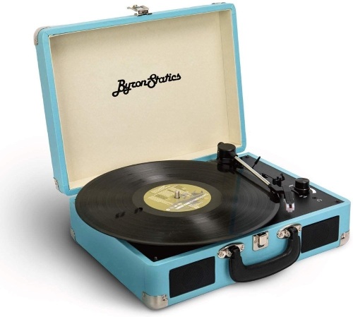 ByronStatics 3 Speed Turntable Record Player with 2 Built in Stereo Speakers, Supports RCA Line Out, AUX in, Portable Vintage Suitcase  
